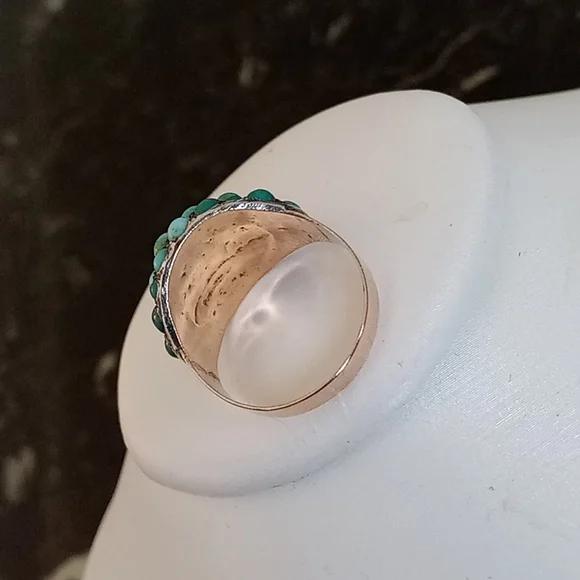 Antique beautiful turquoise more than 100 years old on a gold ring. - Picture 5 of 5